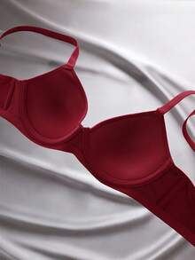 EmpressEnvy 3 件套女士纯色日常无钢圈文胸（豆沙色、深灰色、杏色） - 彩色 - 查看 3