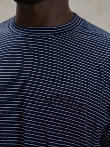 Musero 圆领长袖落肩宽松条纹T恤，春夏必备单品 - 藍色 - 查看 6