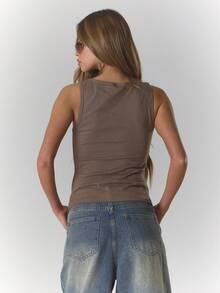 MUSERA 极致做旧斜裁长款背心，性感优雅，适合冬季、反乌托邦派对、圣诞节、优雅假期、春夏夜生活。 - 巧克力棕 - 查看 2