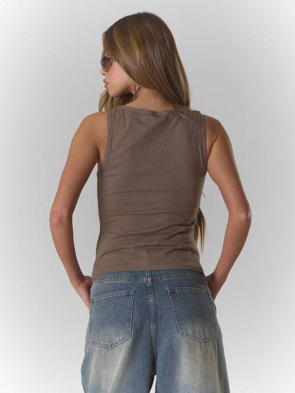 Extreme Distressed Slash Longline Tank Top Sexy Going Out Elegant Winter Dystopian Party Christmas,Elegant Holidays, Elegant, Night Out Spring Summer