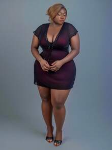 CurvyTilda Váy thường ngày màu đen thêu ren cổ chữ V cỡ lớn, mùa xuân/thu, mùa thu, tiệc về quê, đi chơi, hẹn hò, váy dự tiệc cưới, váy quấn, mùa thu và đông, váy dự tiệc thanh lịch, váy dự tiệc cưới cho nữ, váy cưới dân sự, váy hẹn hò cho nữ, váy đi chơi đêm cho nữ, váy mùa thu cho nữ - Nhiều màu - Xem 4