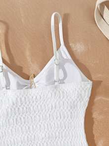 SHEIN Áo tắm liền thân màu trắng khoét rỗng họa tiết sao biển ánh kim thời trang cho bé gái tuổi teen, áo tắm sao biển kiểu bãi biển/khu nghỉ dưỡng, áo tắm liền thân màu trắng dễ thương, áo tắm cho thiếu nữ, áo tắm liền thân cho nữ, áo tắm liền thân cho tuổi teen, áo tắm liền thân cho bé gái, áo tắm liền thân cho bé gái, áo tắm mùa hè cho nữ. - trắng - Xem 4