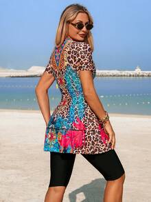 Swim Mulvari Burkini cao cấp, sang trọng với họa tiết da báo và lá cây, thích hợp cho mùa hè. - Nhiều màu - Xem 2