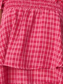 Nöista Áo kiểu kẻ caro với dây buộc điều chỉnh được, cổ áo xếp ly và thiết kế nhiều lớp với tua rua ở gấu áo. Thích hợp cho mùa xuân, hè và lễ Phục sinh. - Đỏ - Xem 7