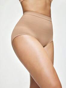 SHAPORA Women's Solid Color High Waist Elastic Shaping Briefs - Apricot - View 5