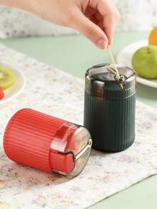 1/2支装易按压自动牙签盒 - 时尚耐用的塑料支架，高档按压式便携式牙签瓶，适用于厨房和餐厅装饰 - 彩色 - 查看 3