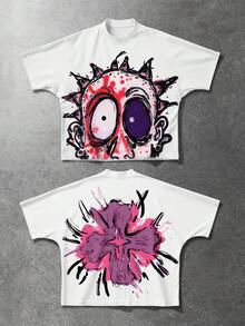 ROMWE MEN Street Life 男士休闲卡通印花短袖T恤，夏季 - 彩色 - 查看 1