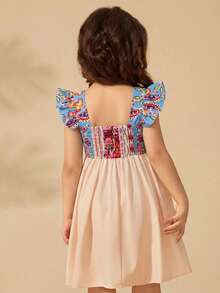 Travachic KIDS 小女孩可爱碎花印花短袖夏季度假连衣裙 - 彩色 - 查看 2