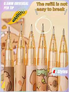 SHEIN 1pc/3pcs/6pcs/12pcs Capybara Erase Push-Button Automatic Pencil, (6pcs Box) Color Style Random, High-Quality Creative Student Stationery Pen, Cute Erase Automatic Pencil, 0.5mm Student 2B Pencil, No To Sharpen The Core, Replaceable Core Push-Button Automatic Core, Smooth Writing, Built-In Eraser, Suitable For Adult And Student Creation, Family Drawing, Christmas Card Coloring,Office Signature Supplies, Giftery For Family, Friends, Colleagues, Boys, Girls, School Supplies - Multicolor 1 - View 4