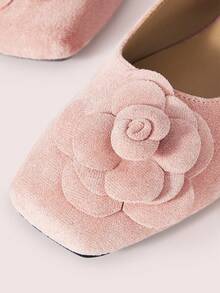 CUCCOO DOLLMOD 女士方头搭扣设计时尚3D花卉装饰乐福鞋 - 粉色 - 查看 8