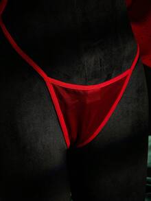 SpicyHot 1 Bộ đồ ngủ nữ cổ điển gợi cảm bằng vải lưới ánh bạc + quần lót G-string, thích hợp cho Ngày Valentine - Đỏ - Xem 9