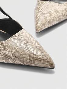 CUCCOO BIZCHIC 女士优雅蛇纹图案高跟鞋，适合圣诞节通勤穿着 - 淡杏色 - 查看 8