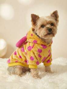 PETSIN 1pc Monster Hooded Sweatshirt With Yellow Polka Dots And Plush Pet Design (For Cosplay) - Multicolor - View 2