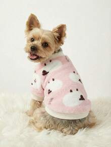 PETSIN 1 Pc Pet Dog Cat Universal Pink Fleece Lamb Print Warm Crew Neck Sweatshirt - Multicolor - View 10
