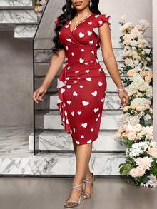 SHEIN Lady Women Short Dresses - Burgundy - View 5