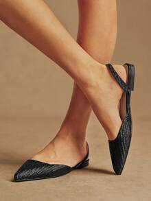 Rosivie Giày bệt mũi nhọn nữ, kiểu dáng thường ngày, thời trang cho mọi dịp. - màu đen - Xem 10