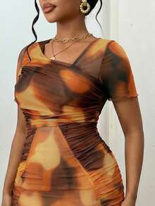 Maweii 大码女式露肩豹纹印花沙滩裙，浪漫度假之选 - 彩色 - 查看 5