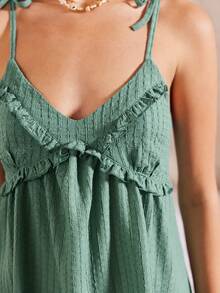 Bohemian Style Spaghetti Strap Women Nightgown - Green - View 3