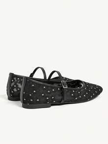 CUCCOO CHICEST Sepatu Slip-On Kasual Wanita Berbahan Jala yang Bernapas, Nyaman untuk Kerja dan Pemakaian Sehari-hari, Sepatu Pernikahan Musim Panas, Sepatu Musim Semi, Sepatu Pengantin - Hitam - View 4