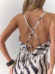 MUSERA Đầm maxi cổ đổ họa tiết da báo, buộc dây sau lưng, thích hợp cho buổi hẹn hò, mùa xuân hè, thanh lịch, dự đám cưới, đi nghỉ mát, lễ hội, đi chơi. - Nhiều màu - Xem 2