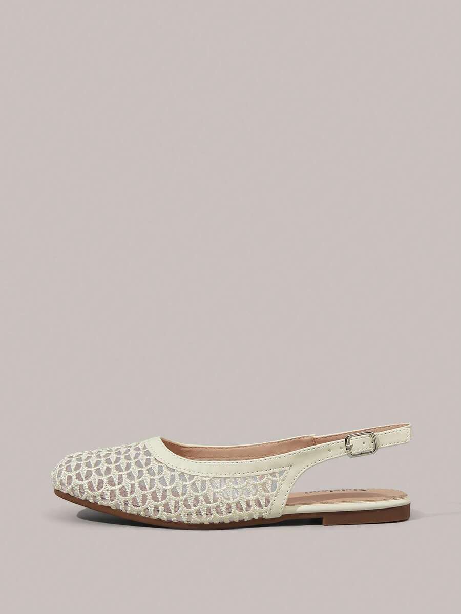 Styleloop Women Shoes Holiday Style Mesh Fabric Cross Strap Women's Flat Bottom Shoes Holiday Style Wear BOHO Wear American Retro Style Bohemian Style Western Style Music Festival Wear Party Wear Flat Bottom Women's Shoes - Apricot - View 1