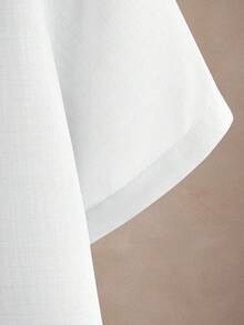 Manfinity Homme Áo sơ mi nam dáng rộng, màu trơn, cổ chữ V, có túi, kiểu dáng patchwork, không kèm dây chuyền. - trắng - Xem 4