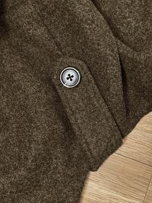 SHEIN Maternity Solid Color Shawl Collar Loose Casual Jacket, Autumn/Winter - Brown - View 7