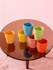 Joivida 陶瓷冰淇淋杯，底座稳固，透明隔层 - 厚实耐热，经久耐用，可用洗碗机清洗，适合家庭和学校使用，多种颜色可选（粉色、蓝色、黄色、绿色、橙色、棕色） - 也适合收纳文具、学校用品 - 彩色 - 查看 15