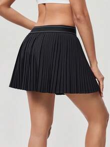 OutZeal 女士休闲健身褶皱网球裙裤 - 黑色 - 查看 6