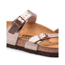 Birkenstock صنادل نسائية ماياري بيركو-فلور (عادية) أنيقة باللون الرمادي الداكن - بيج - مشاهدة 4