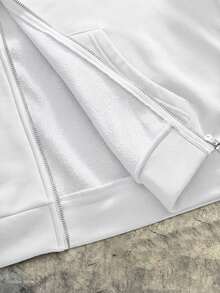AXEPEAK Amerikanischer Stil Schwarz Fellkragen Hoodie, Nischen Design Slim Fit Kurze Sweatjacke für Herren - Weiss - Übersicht 6