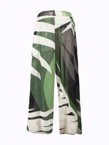 Swim Oasis 大码女式绿色提花面料休闲度假吊带低领连体泳衣配沙滩罩衫两件套泳装 - 黑色 - 查看 5