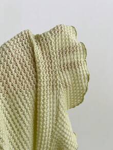 Elamini 女士休闲深V领荷叶边镂空不规则荷叶边下摆抽绳系带连衣裙 - 綠色 - 查看 8