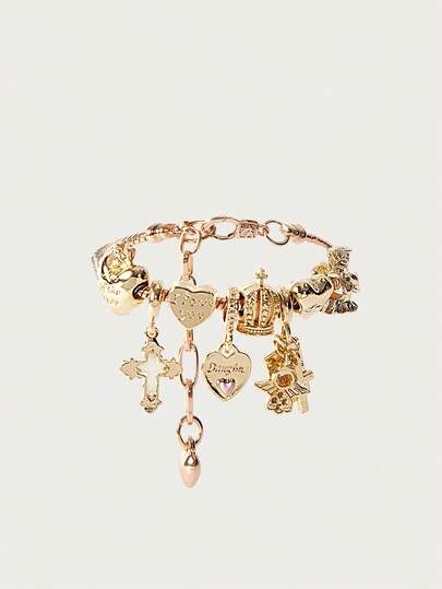 Glisma 1 件 Y2K 串饰手链、1 件十字架串饰手链、复古街头时尚手链、1 件十字架和心形串饰手链、夜光手链