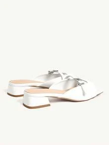 CUCCOO CHICEST Women's Square Toe Buckle Design Casual Fashion Chunky Heel Sandals - White - View 4