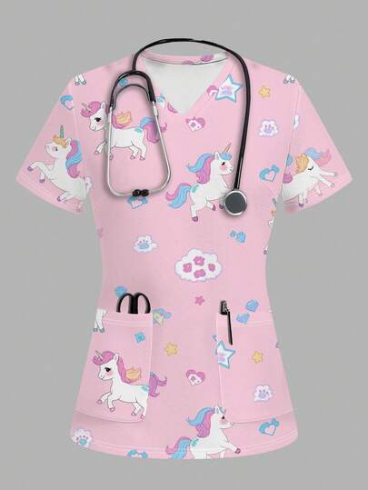 TaskEZ Rainbow Pony Rosa Damskrubbtopp