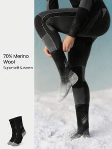 GLOWMODE 1 Pair Cozy Vibes 70% Merino Wool-Blend Sweat-Wicking Arch Support Seamless Toe Socks Ski  Outdoors Daily Casual Wear Spring Summer - Black - View 1