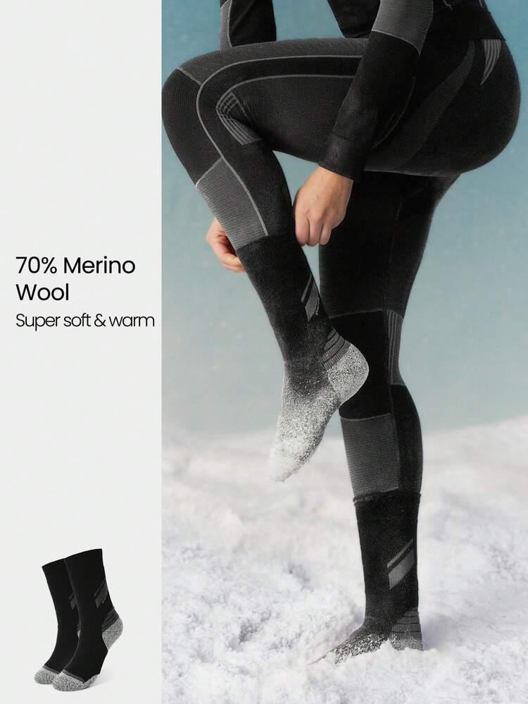 1 Pair Cozy Vibes 70% Merino Wool-Blend Sweat-Wicking Arch Support Seamless Toe Socks Ski  Outdoors Daily Casual Wear Spring Summer