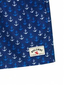 Horizaway Men's Beach Vacation Casual Printed Drawstring Swim Trunks Blue Men Swim Trunks Men's Beachwear - Blue - View 7