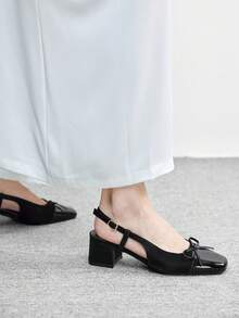 CUCCOO BIZCHIC 女士时尚经典后系带黑色平底鞋，适合圣诞节穿着 - 復古黑 - 查看 4