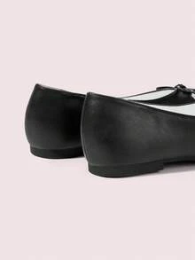 CUCCOO DOLLMOD French Round Head Soft Sole Hollow Ballet Shoes Women's Fashion Women Wear One Pedal Comfortable Soft Sole Low Vamp Temperament Velvet Versatile Flat Sole Shoe Valentine's Day - Black - View 9