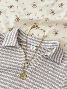 Áo thun ngắn tay cổ chữ V cho bé gái tuổi teen, áo polo lửng ôm dáng mùa hè, kiểu dáng thoải mái và vừa vặn. - Nhiều màu - Xem 7