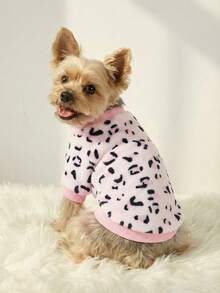 PETSIN 1件粉色印花宠物秋冬加厚保暖法兰绒服装 - 彩色 - 查看 3