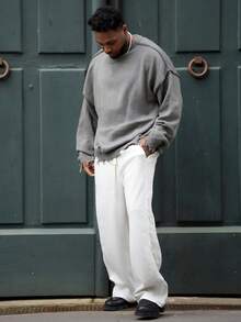 Heavens Edit Pantalones rectos y sueltos casuales para hombre, otoño - Gris - Ver 6