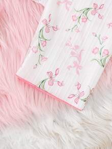SHEIN Bộ đồ ngủ bé gái in hoa gồm áo khoác cardigan cổ bẻ và quần dài, đồ mặc nhà thoải mái và dễ thương, 2 món, thích hợp cho mùa hè. - trắng - Xem 10
