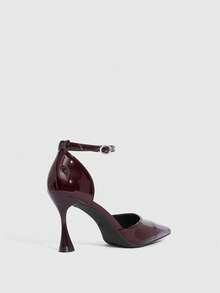CUCCOO SZL Scarpe con tacco alto da donna, nuove per l'autunno, scarpe formali da donna con tacco a forma di calice di vino, eleganti tacchi a spillo in PU con materiale riflettente, altezza tacco 9,5 cm, sexy tacchi alti bordeaux, versatili e confortevoli, adatte per uso quotidiano, feste, Natale, San Valentino, appuntamenti e altre occasioni - Bordò - Visualizzare 9