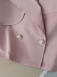 Franclia Women's Fashion Double-Breasted Lapel NeckSleeveless Trench Coat - Baby Pink - View 4