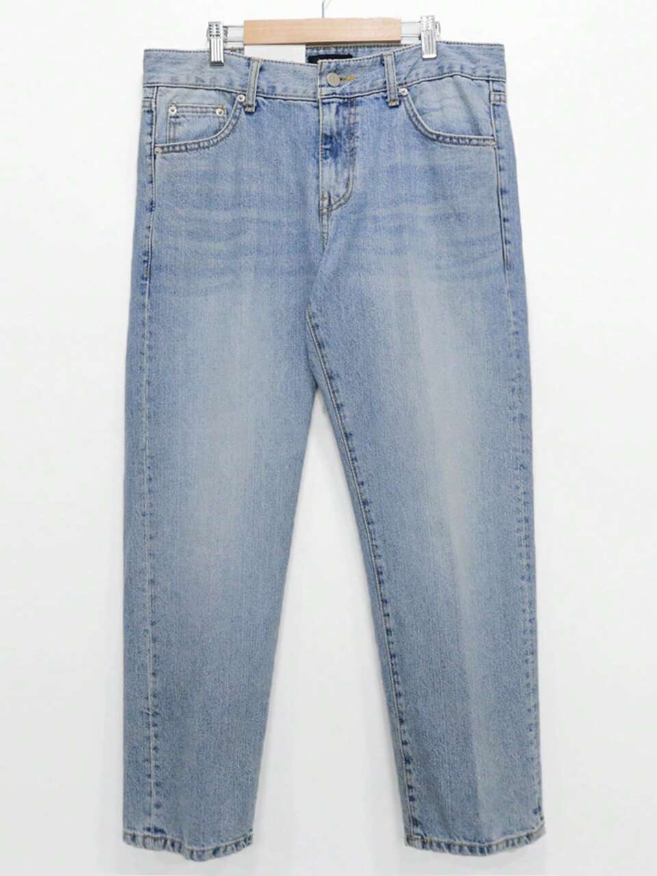 Men's Distressed Washed Blue Slim Fit Lightweight Denim Jeans, Spring/Summer