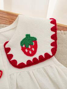 SHEIN 少女夏季休闲草莓刺绣无袖连衣裙 - 杏色 - 查看 13