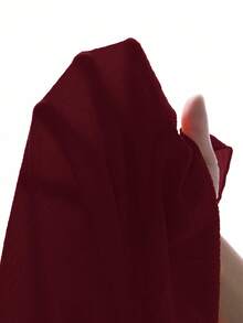 SHEIN Essnce 2pcs Women Short Sleeve Top & Elastic Waist Shorts Set - Maroon - View 6